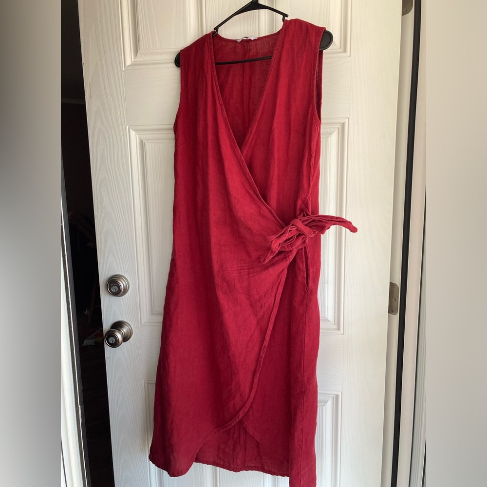 Linenfox Zoe Red/burgandy wrap dress